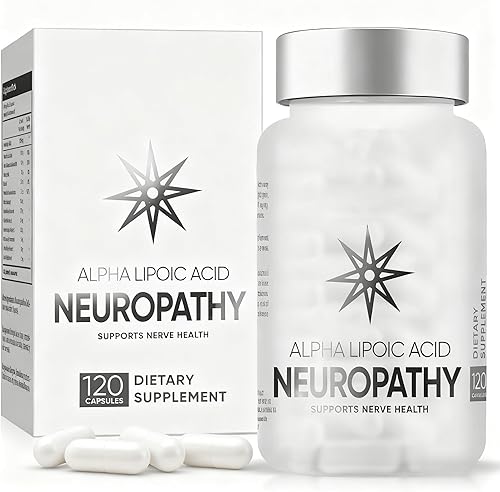 Suplemento de neuropatía con 600 mg de ácido alfa lipoico por porción, 120 cápsulas para comodidad nerviosa en manos, dedos, pies y pies, suministro