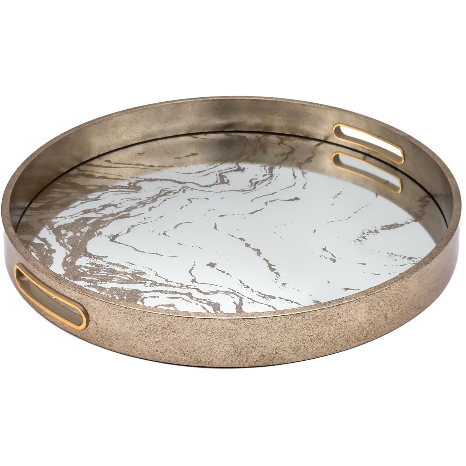 Decorative Round Silver Home Kitchen Serving Drinks Candle Coffee Table Tray