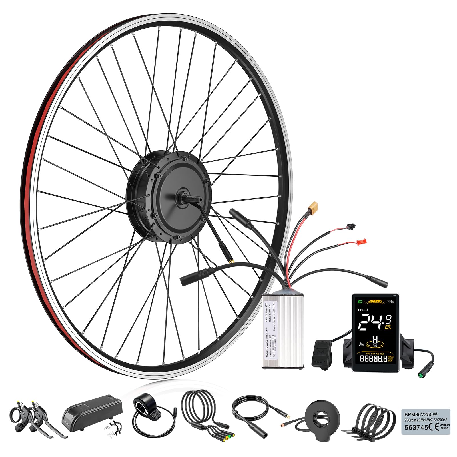 BAFANG Ebike Conversion Kit G020 48V 500W 20 Inch Front Wheel Hub Motor Kit | With SWM58 Display | Electric Bicycle Kit | Smart Controller | PAS System