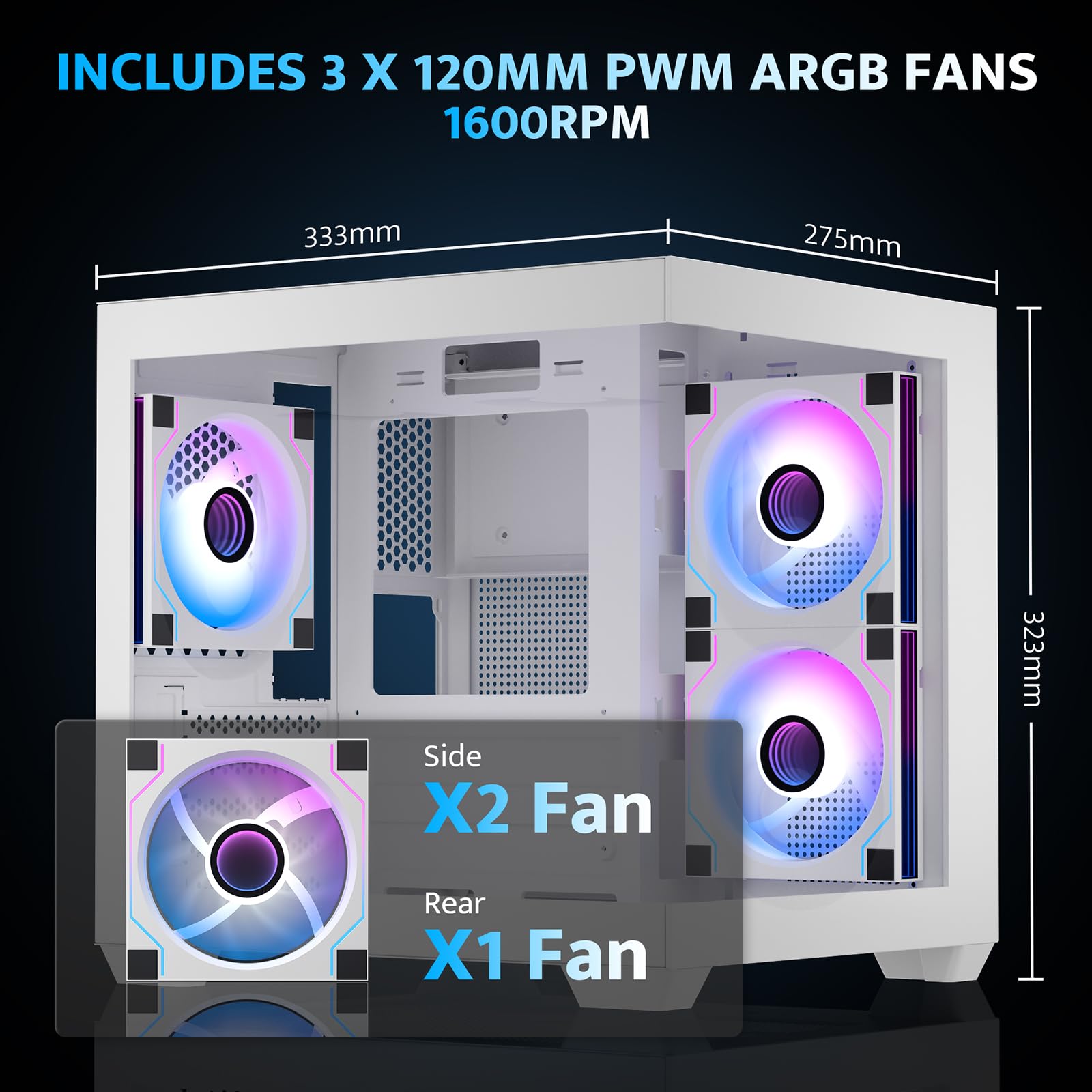 【A4S_白色】【G2S_白色】【SBH】 Amazon.com: darkFlash ITX PC Case, Pre-Install 3 PWM ARGB