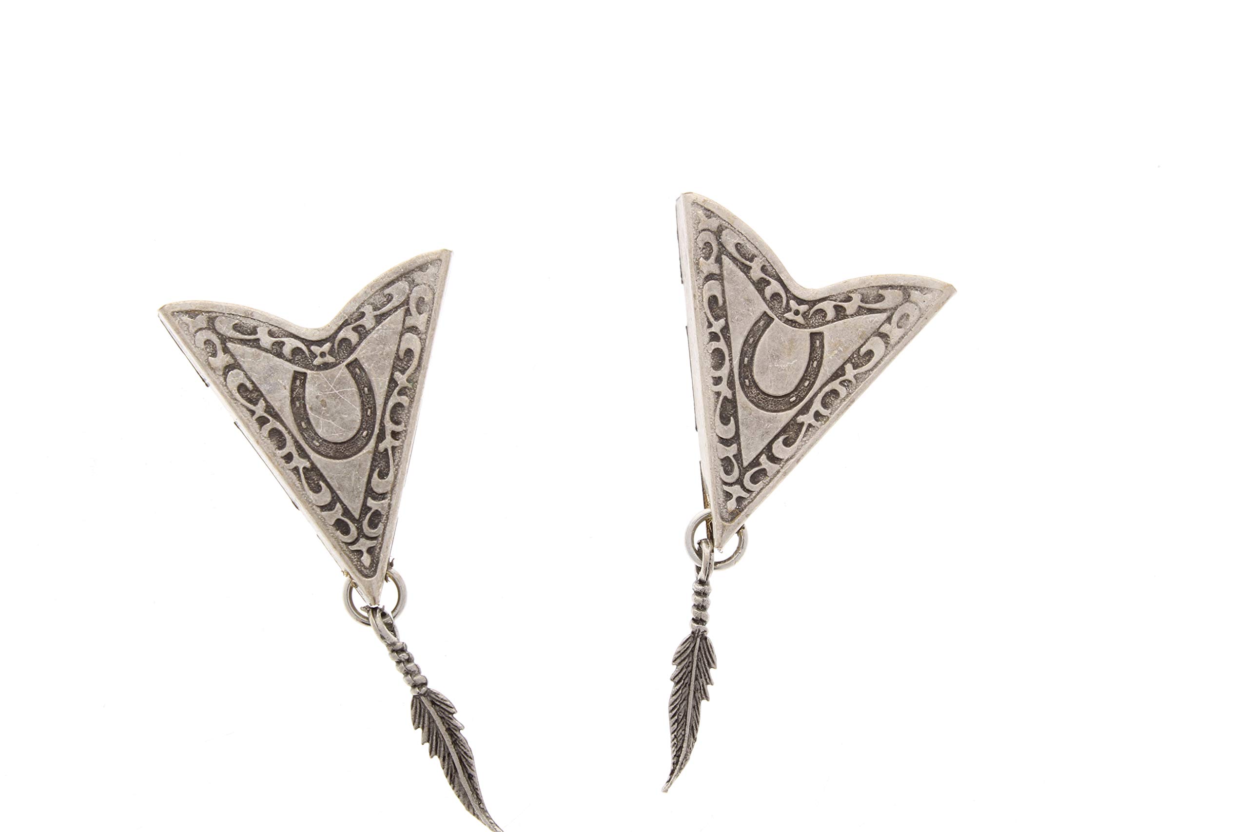 HHH Designs Horse Shoe Collar Tips - Western Collar Tip - Silver Finish - Dress Shirt Collar Stays - Collar Stays for Men & Women