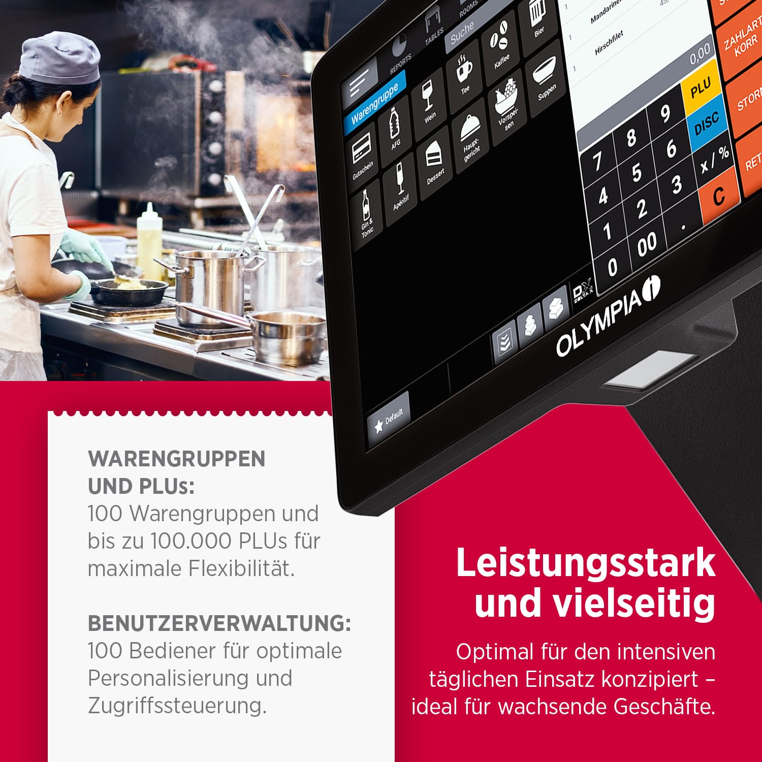 Olympia TS10 Touchscreen Kassensystem 10,1 Zoll Android Kasse mit Scanner Kundenanzeige