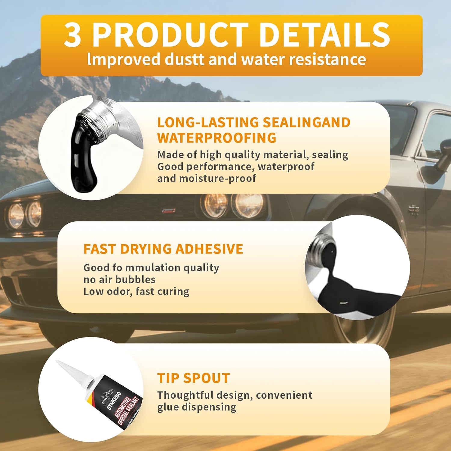 Automotive Sealant, Body Restoration Adhesives, Auto Body Repair Glue - 3.53 Oz Extra Strong Black Heat Resistant Silicone Sealant for Car Body, Interior, Metal, Plastic (2 Pcs, 100ML)