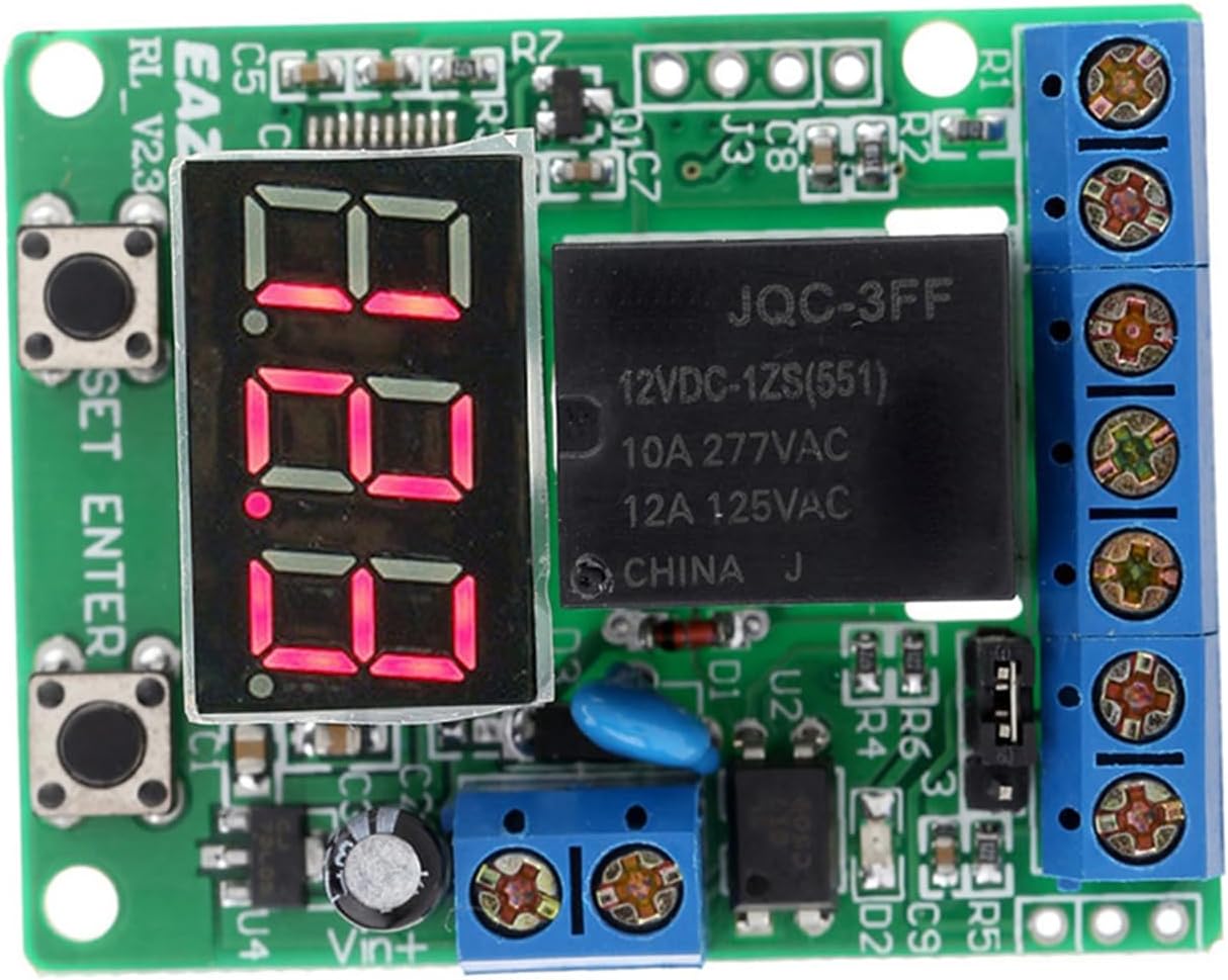 DC 12V Voltage Detection Relay Control Board Module - Adjustable 0 to 99.9V Range - Digital Display Battery Over and Under Voltage Protector for Charging and Discharge Monitoring