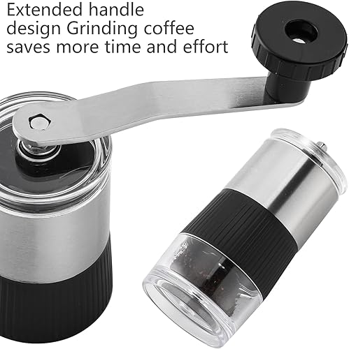 Miniatura 5 de Molinillo manual de granos de café, molinillo de café con manivela, ajustes portátiles y ajustables para molienda fina a gruesa, ideal para acampar
