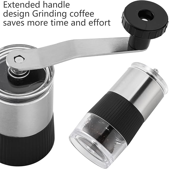 Manual Coffee Bean Grinder - Conical Burr Coffee Grinder with Hand Crank, Portable and Adjustable Settings for Fine to Coarse Grind - Ideal for Camping or Travel