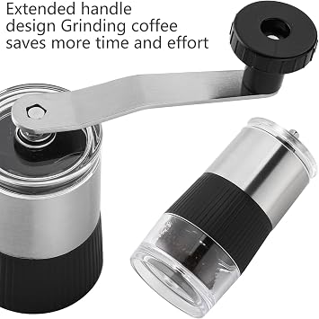 Manual Coffee Bean Grinder - Conical Burr Coffee Grinder with Hand Crank, Portable and Adjustable Settings for Fine to Coarse Grind - Ideal for Camping or Travel