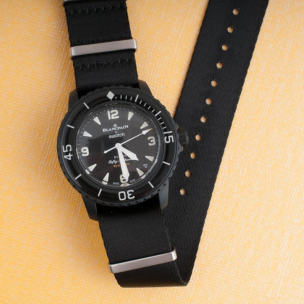 StrapHabit Seatbelt Nylon Watch Strap Watch Band for Men & Women One Piece Dual Pass Military - 20mm 22mm