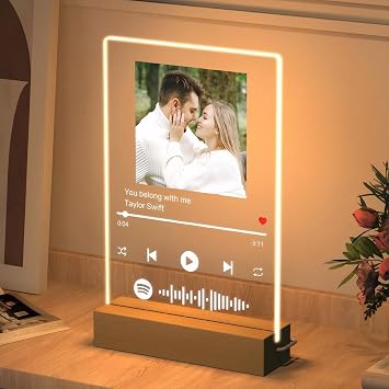 Personalised Spotify Plaque, Custom Acrylic Song Plaque with Photos, Music Album Cover with Spotify Code, Personalised Gifts for Her Him Girlfriend Boyfriend Christmas Anniversary Valentines Day
