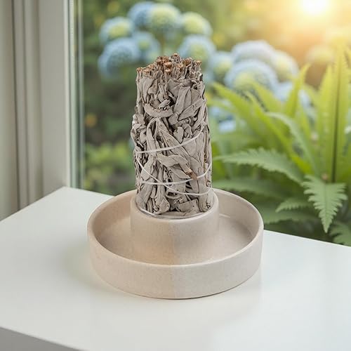 Vista 50 de Soporte para salvia, quemador de salvia blanca, cuenco para manchas, soporte para Palo Santo, soporte para incienso, paquete de soporte de incienso