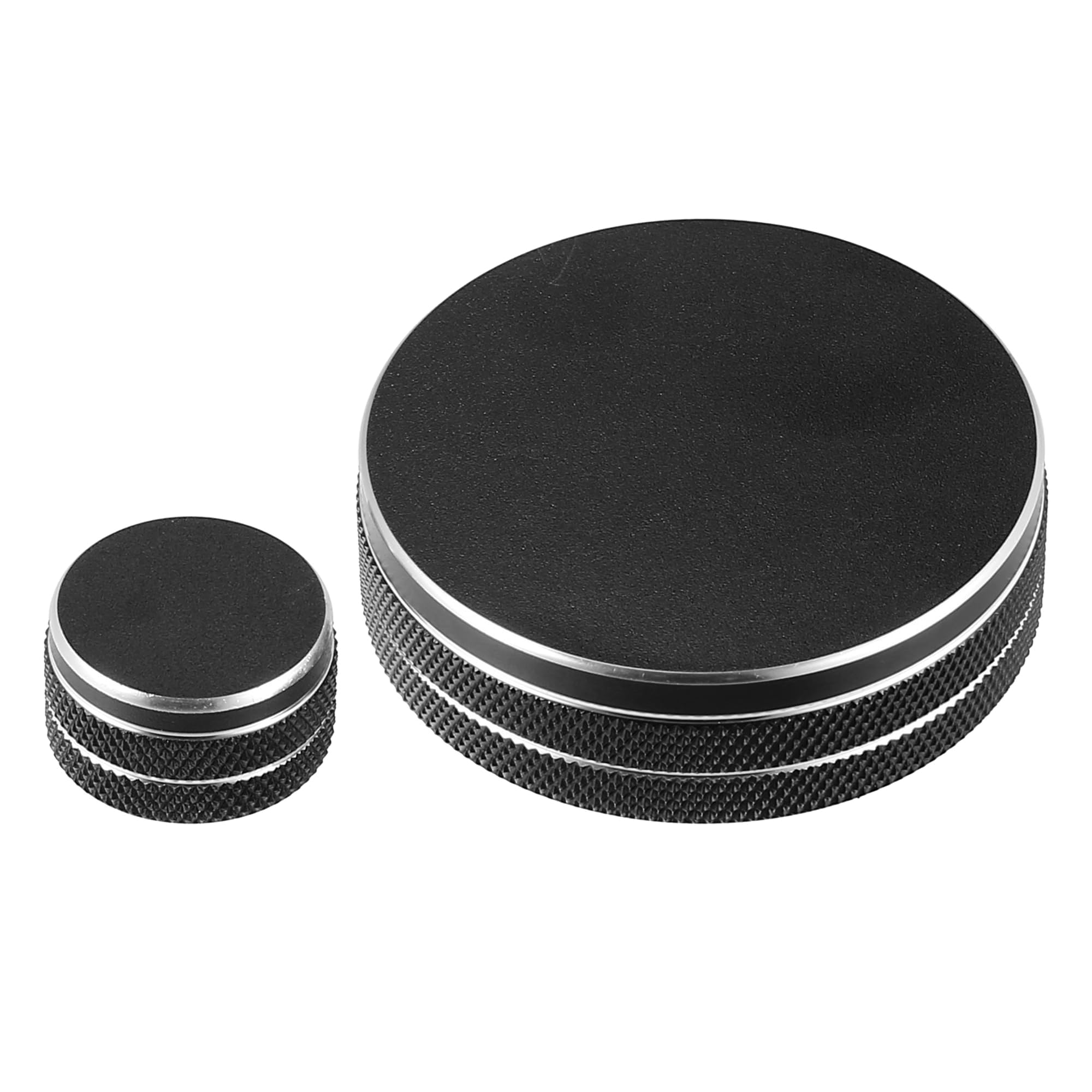 Unifizz 2pcs Black Aluminum Alloy Multimedia Volume Knob Caps Decals Stickers Covers Car Interior Gear Shift Gears Panel Accessories Compatible with