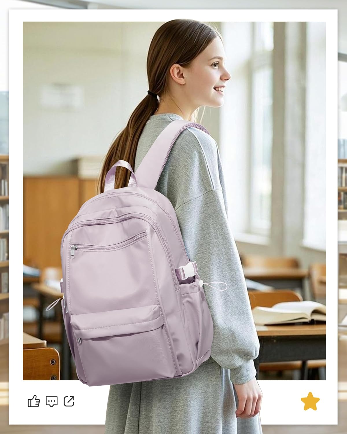 School Backpack for Teen Girls Lightweight College Backpack Women Travel Backpacks Waterproof High School Bookbag for Men Classic Casual Daypacks(Purple)