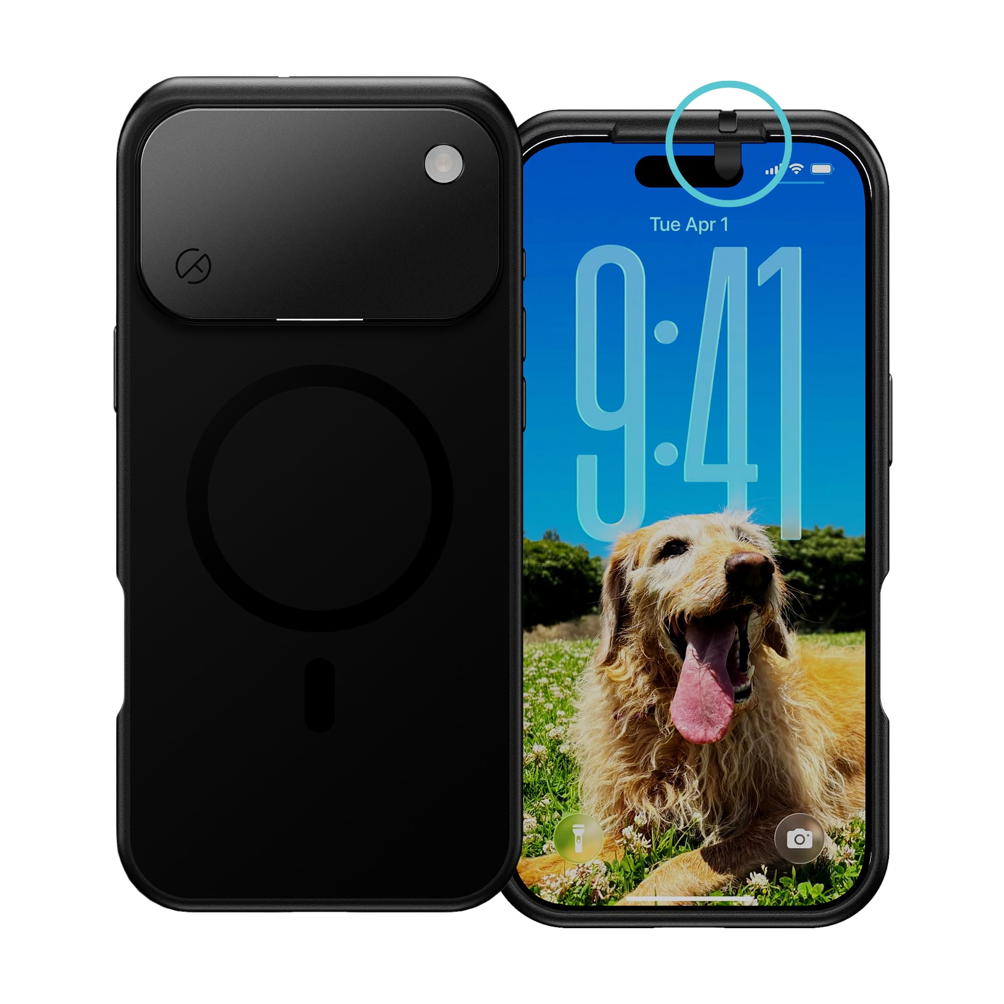 iPhone 17 Pro Hülle mit Kameraschutz | Handyhülle mit klappbarer Kamera Abdeckung vorne und hinten | Privacy Case | MagSafe kompatibel | 2 Meter Fallschutz | Kickstand | 6.3 Zoll