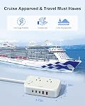 Barre de puissance avec USB C Station de recharge, 6FT Cord d'extension plat avec 2 Sorties & 5 USB Ports(3C&2A), USB Hub de recharge 20W PD Puissance de bureau pour appareils multiples, Maison, Bureau, Dortoir, Chambre