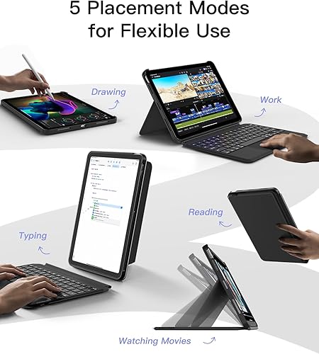 Miniatura 10 de Inateck Funda para iPad Pro de 11 pulgadas con teclado, compatible con iPad Air 654, iPad Pro de 11 pulgadas 4321, funda de teclado desmontable para
