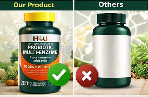 Miniatura 6 de H4U Probiotic Multi-Enzyme Digestive Enzymes Formula with Acidophilus Tablets for Digestive Health & Gut Support, Dietary Supplement, 200 Count