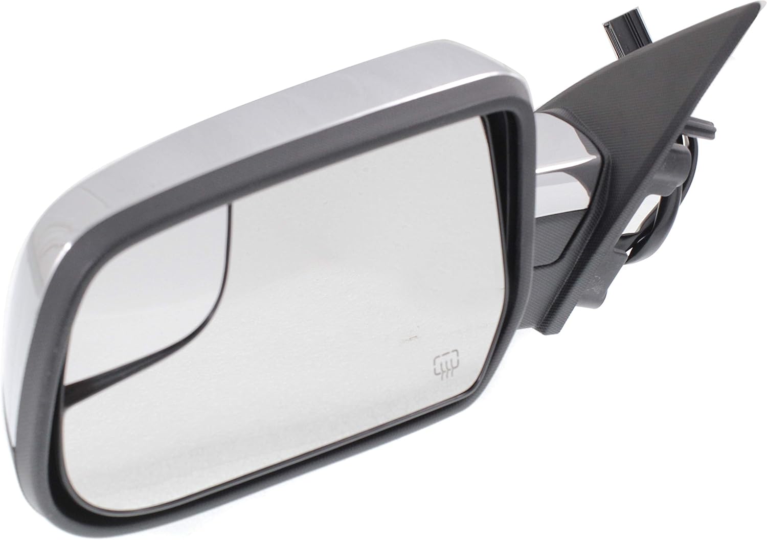 Kool Vue Driver Side Power Heated Mirror for Chevrolet Equinox GMC Terrain 2010-2017, Chrome Standard, Also Fits LS, LTZ, 15-17 Models, Blind Spot Mirror for Car