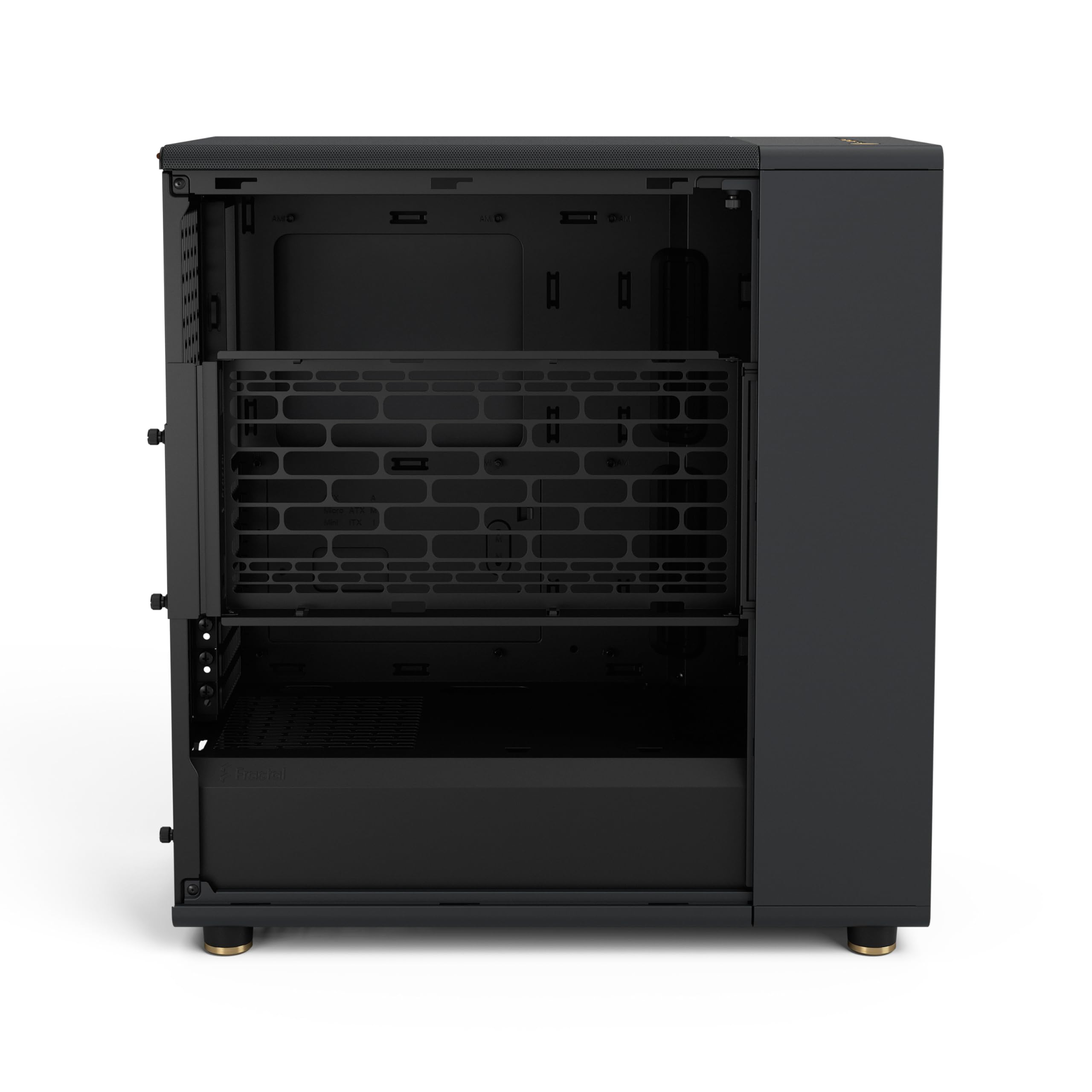 Fractal Design North Charcoal Black - Wood Walnut front - Mesh side panels - Two 140mm Aspect PWM fans included - Type C USB - ATX Airflow Mid Tower PC Gaming Case — view 9