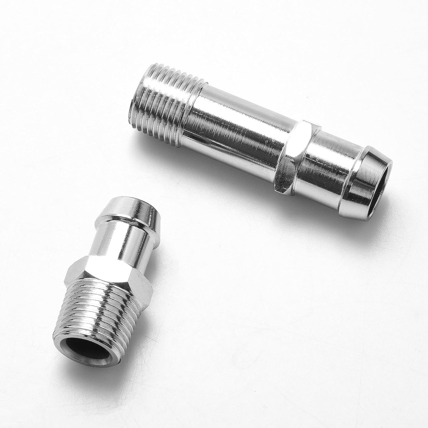 Stainless Steel Heater Hose Fitting Kit 304 1/2” NPT Male Dual Size Barb Connector for Chevrolet SBC 283 305 350 383 400 V8 Engine Coolant System US