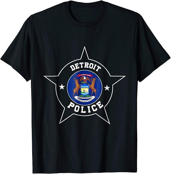 Men's Detroit Police T Shirt DPD Medium Black Amazon.co.uk