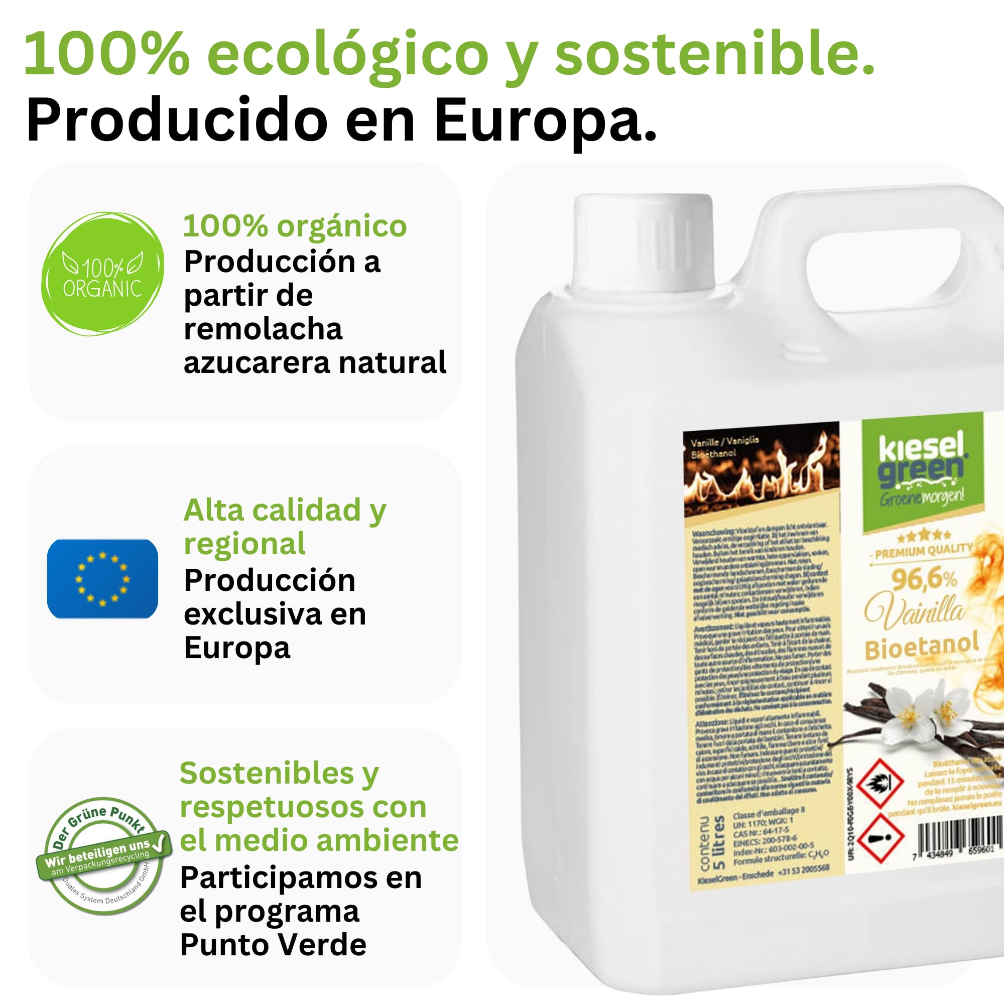 Bioetanol 10 Litros con Fragancia para Chimenea de Etanol, Muchas Variedades – Bioalcohol como Fragancia de Ambiente – Estufas de Bioetanol, Biochimenea Etanol, Ethanol (V10)