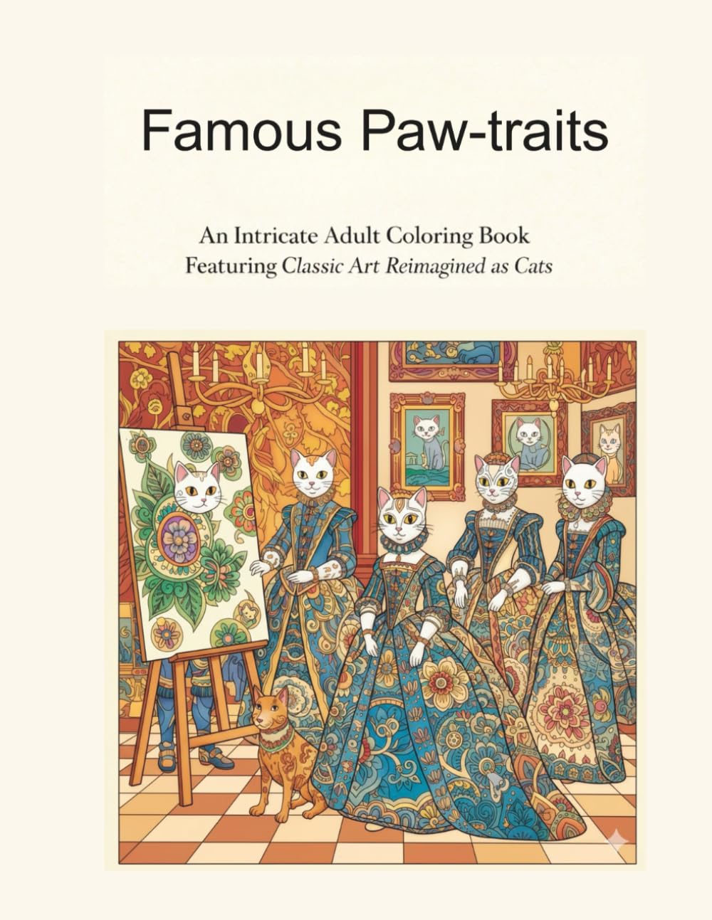 Famous Paw-traits: An Intricate Adult Coloring Book Featuring Classic Paintings Reimagined as Cats