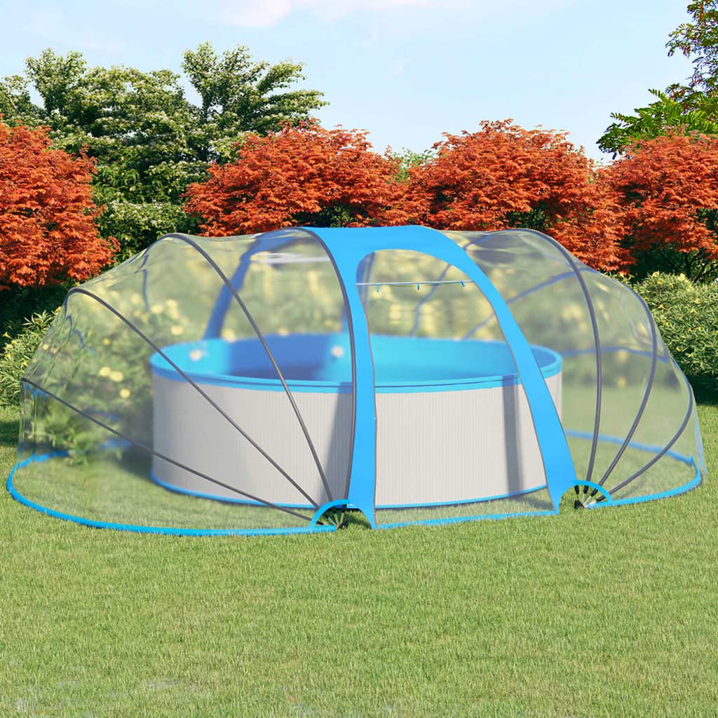 Hommdiy Pooldach Pavillion Zelt Gartenpavillion Überdachung Gartendach Cabrio Dome Poolüberdachung für Aufstellpool Oval 530 x 410 x 205 cm