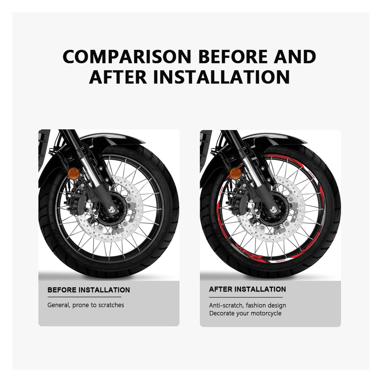 Autocollants Jantes Moto 19/17 Pouces - Bande Décorative étanche - Couleurs Vives - Pour VFR1200X Crosstourer 2012-2020 - Personnalisation Look Et Protection - 14