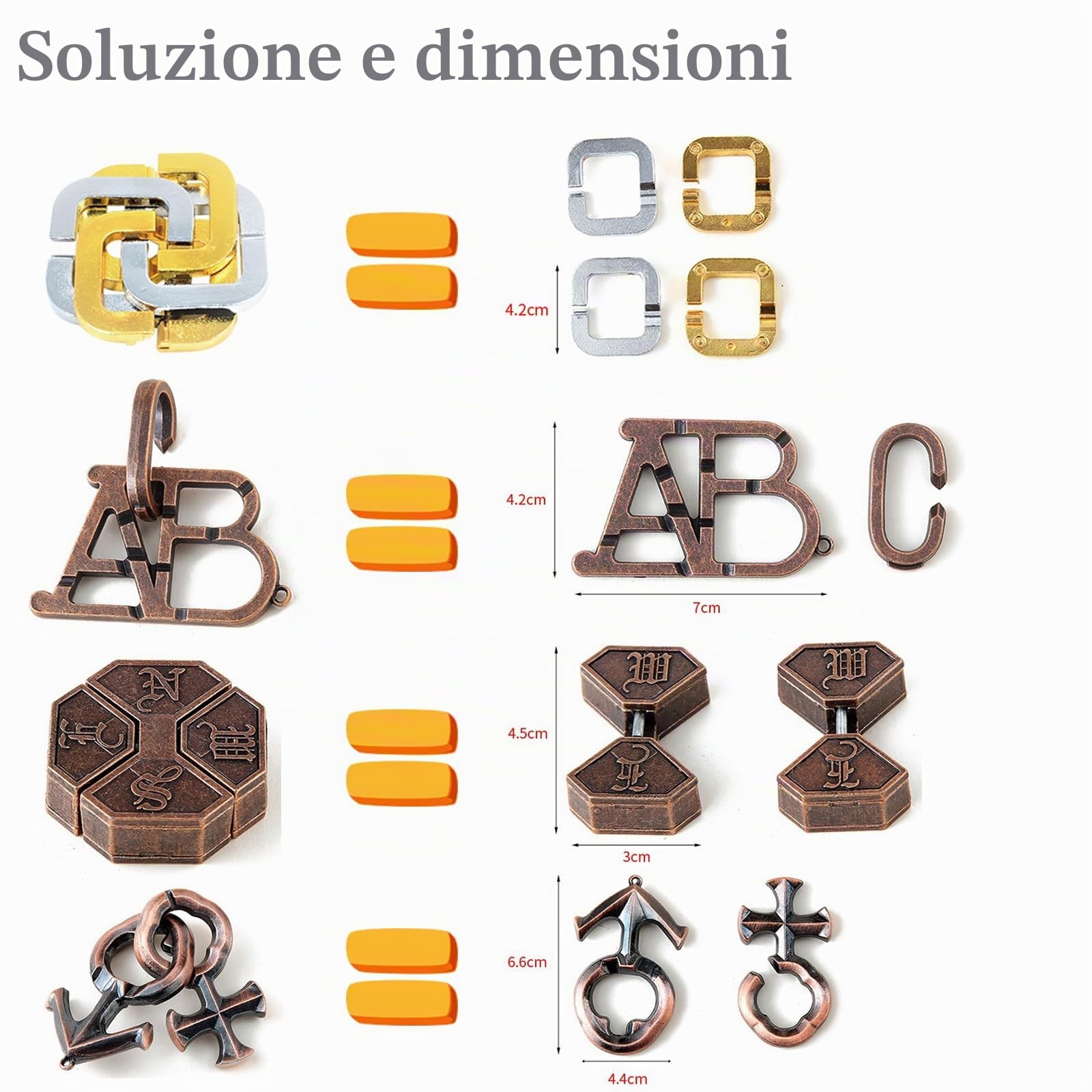 RoseFlower Rompicapo Giocattolo Puzzle in Metallo - Lega Intellettuale Sblocco Fibbia Mind IQ Test Challenge Game - Livello 10 Difficoltà - Antistress/Giocattoli educativi Regalo per Bambini Adulti