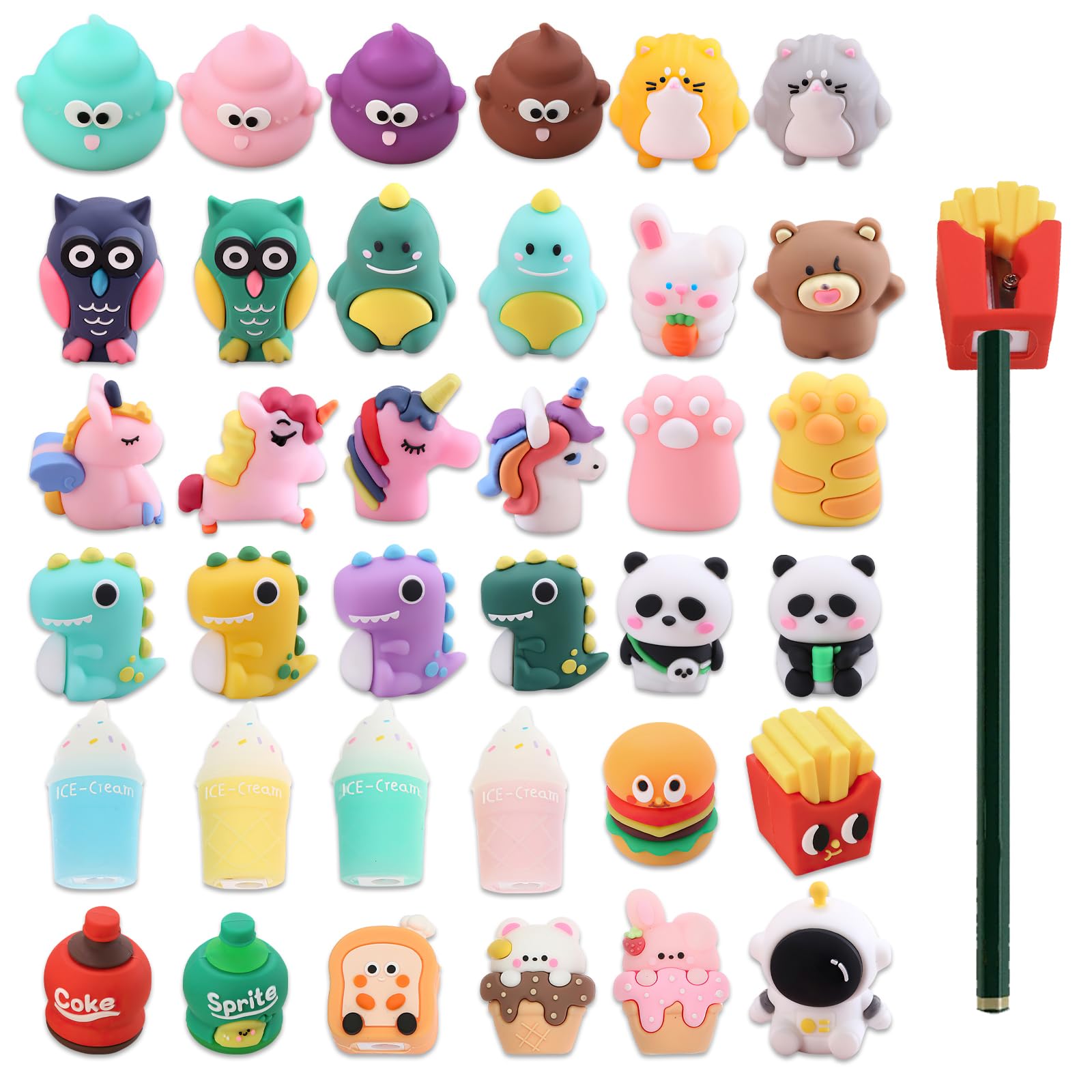 36 Pcs Cute Pencil Sharpener for Kids,Handheld Pencil Sharpener Bulk Kawaii Manual Pencil Sharpener Kids Pencil Sharpener for School Office Home