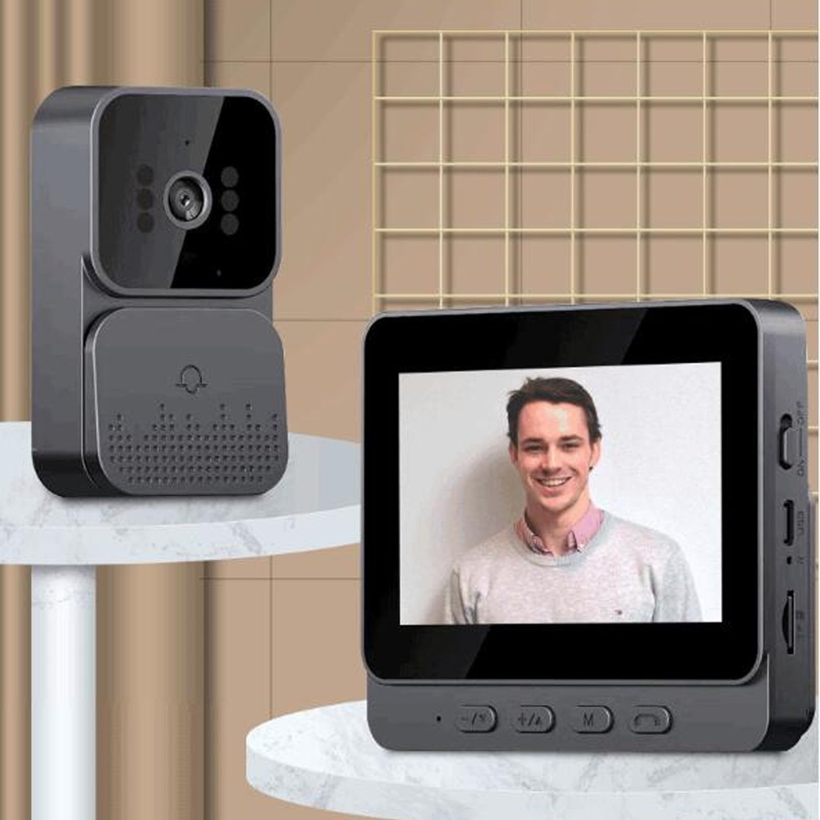 Bezprzewodowy System Wideodomofonowy, Wideodomofon 1080P z Wyświetlaczem 4,3 Cala, Wodoodporny Wideodomofon do Rozmów Dwukierunkowych, Obsługa Kamery HD w Trybie Nocnym