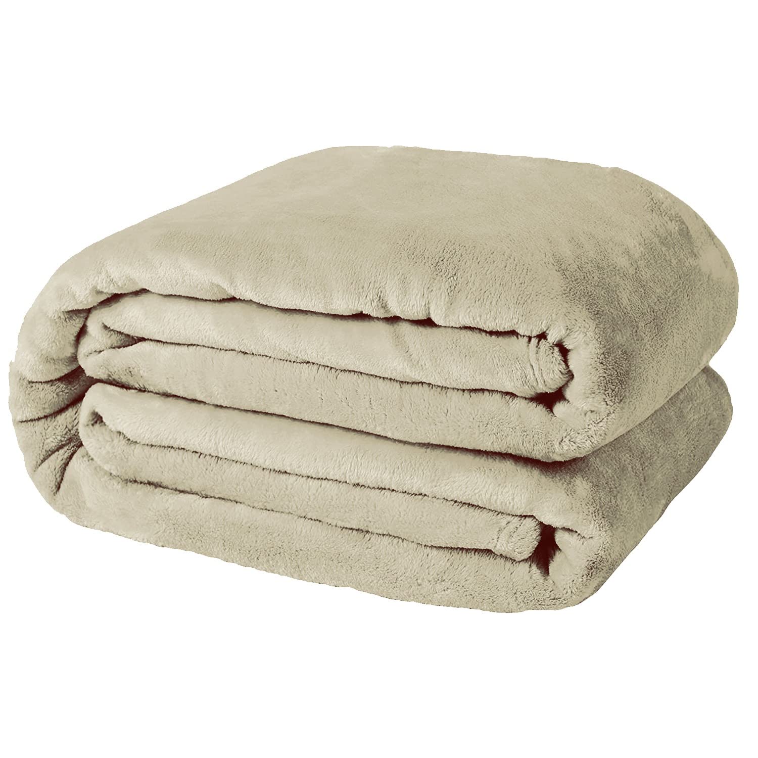 Casabella Cream Deluxe Soft Faux Fur Mink Fleece Throw Blanket-150X200 Cm, Sofa Throws, Cozy Warm Blanket Throw For Bed, Settees, Double Fleece Blankets