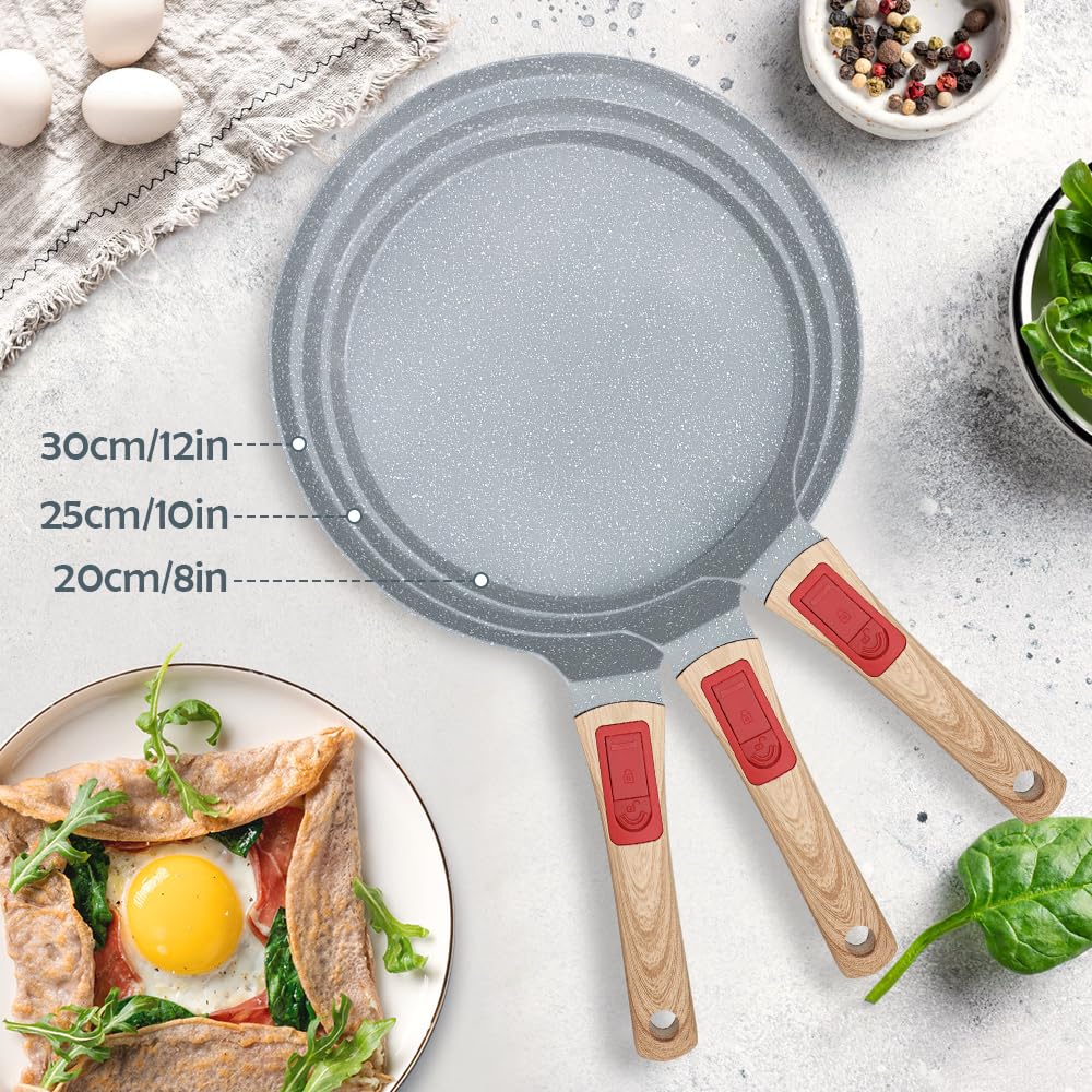 RANX INGST Poêle à Crêpes en Céramique 30 cm - Crêpière avec Poignée Amovible - Tous Feux dont Induction