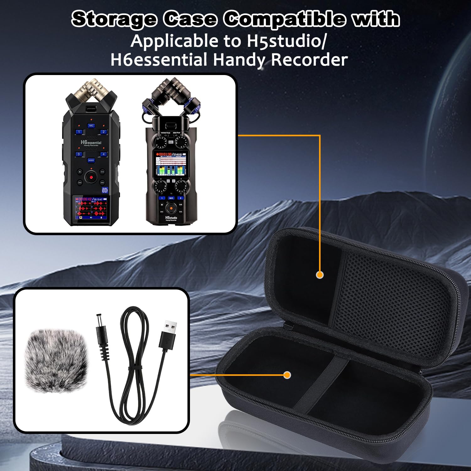 Duro Caja Estuche Funda para Grabadora, Grabadora Estuche Rígido, Funda Es-tuche para Grabadora Portátil, Es-tuche Rígido para Handy Recorder, EVA-Resistente y Duradera, para H5studio/H6essential