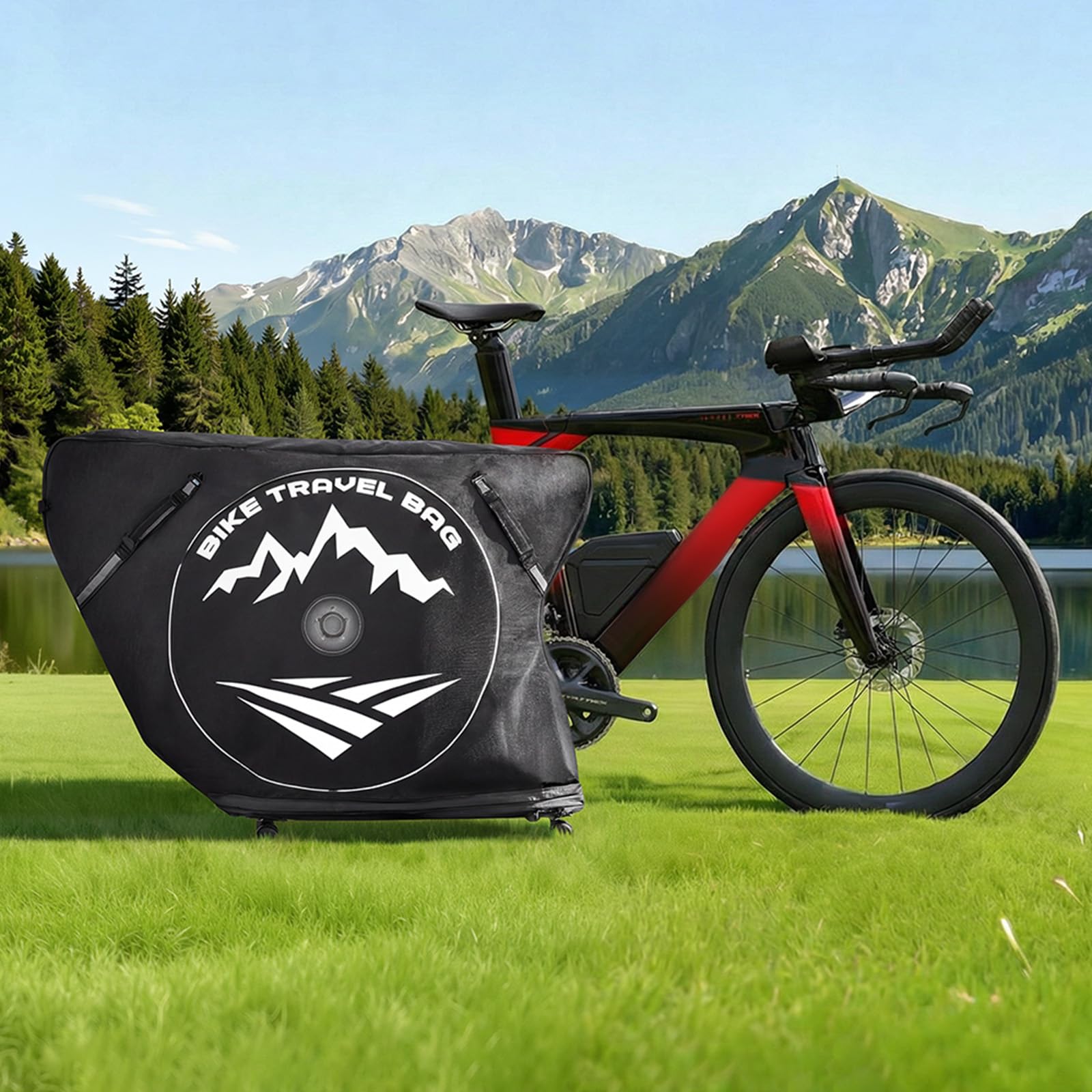 VEVOR Fahrrad Transporttasche, Triathlon-Fahrradtasche mit TSA-Schloss & Doppelreißverschluss, bis max. 106 cm Radstand, für Reisen, Outdoor-Aktivitäten, Zug-, Flugzeug- & U-Bahn-Transport
