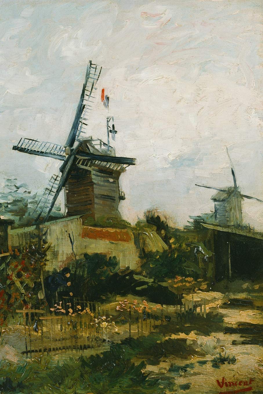 Art Journal: Windmills on Montmartre - Vincent van Gogh Art Cover College Ruled Notebook | 110 Pages