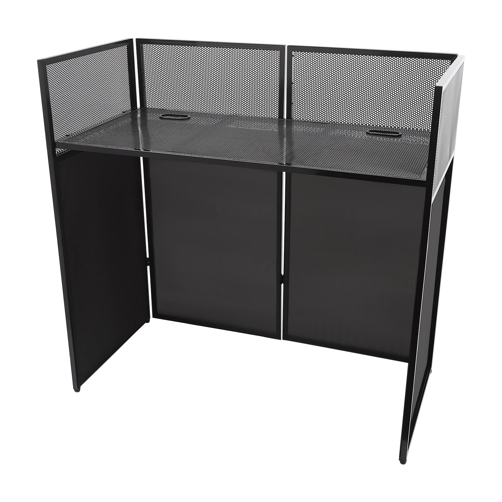 DYNAMI Portable DJ Facade Booth with Carrying Bag,Foldable DJ Table Station with White & Black Scrim, Aluminum Alloy Frame Folding DJ Booth DJ Event Facade Standing DJ Table (48