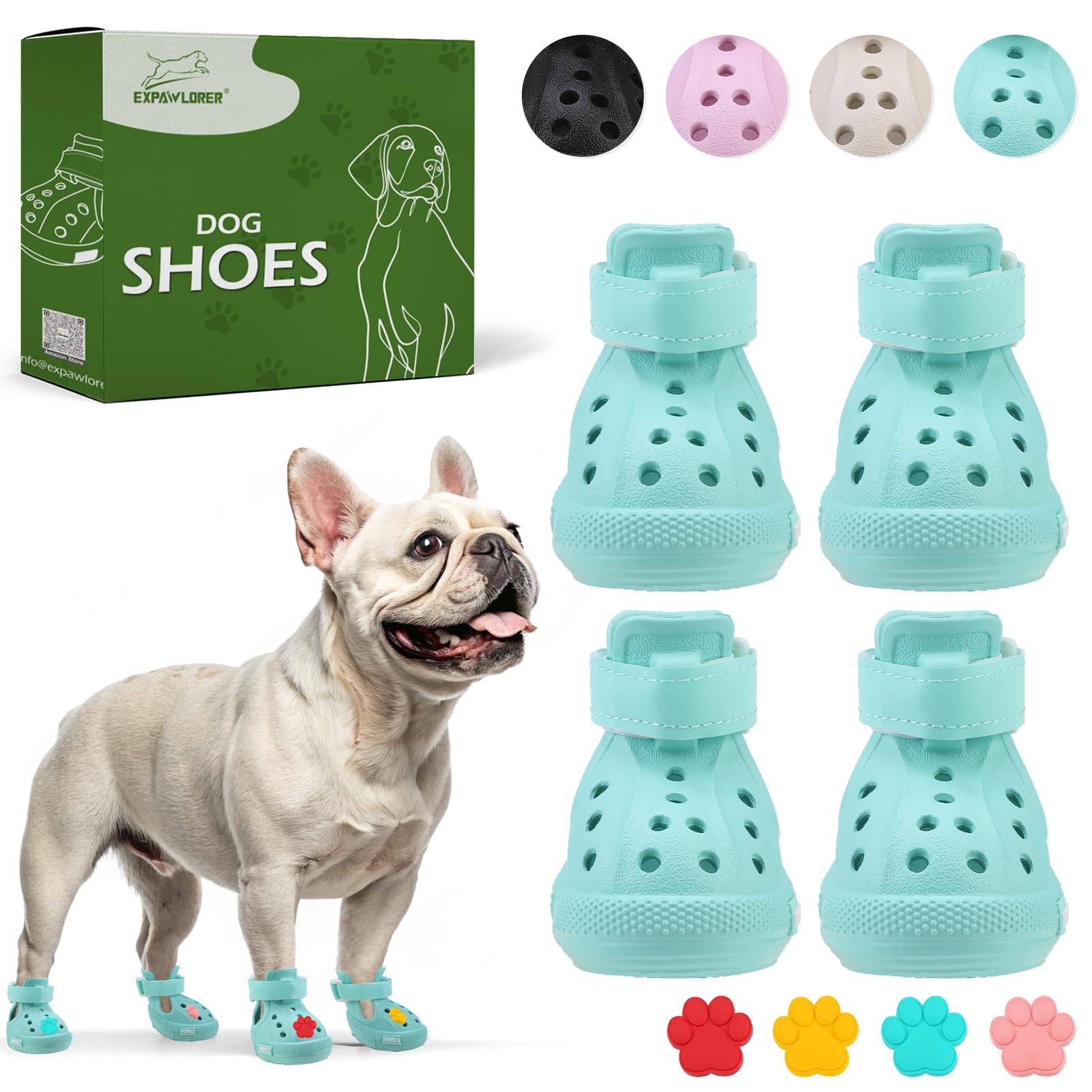 EVA Dog Shoes- Non-Slip Waterproof Dog Booties for Snow Winter, Easy ON & Off, Reflective Adjustable Pet Boots & Paw Protectors, Rugged Sole for Small
