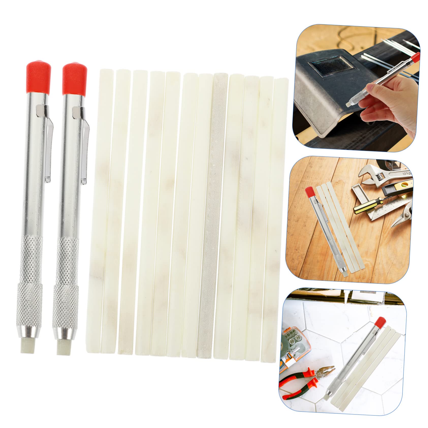 Mikinona 1 Set Soapstone Pen Welding Marker Pens Soapstone Marker Pens Welding Backpack Accessories Soap Stones Holder Flat Soapstone Holder Welding Soapstone Refills Welder Pencil - Image 2