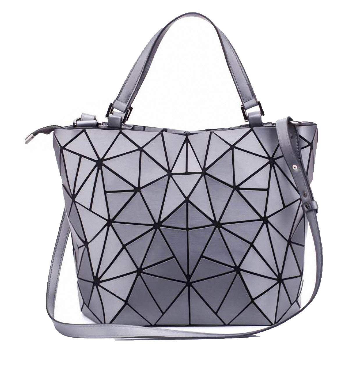 Ulalaza Geometric Lattice Top-handle Handbag for Women Matte Tote Purse Handbags Geometry Shoulder Bag