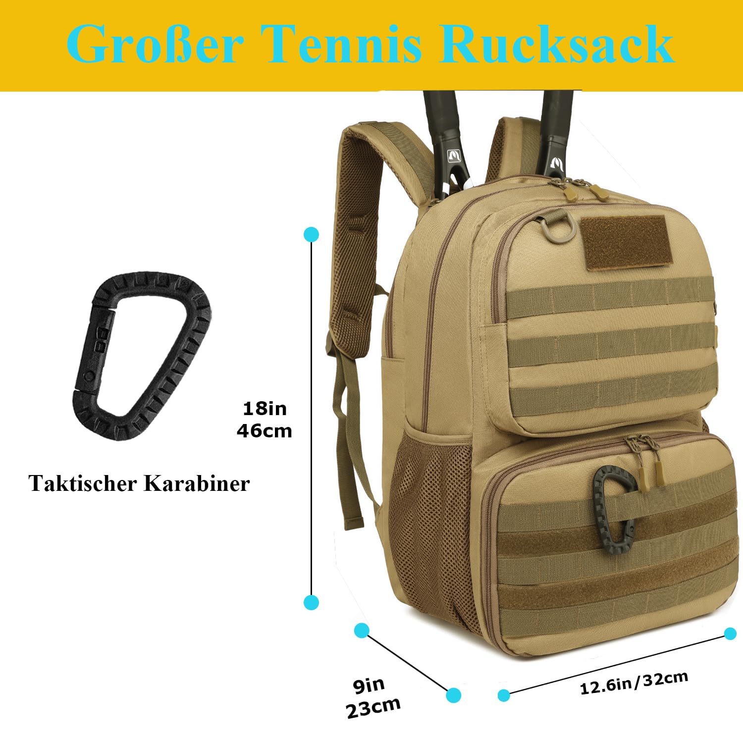 Zaino Tennis BlesMaller 35L Con Scomparto Scarpe - Borsa Sportiva Per Racchette Uomo/Donna - Foto 9