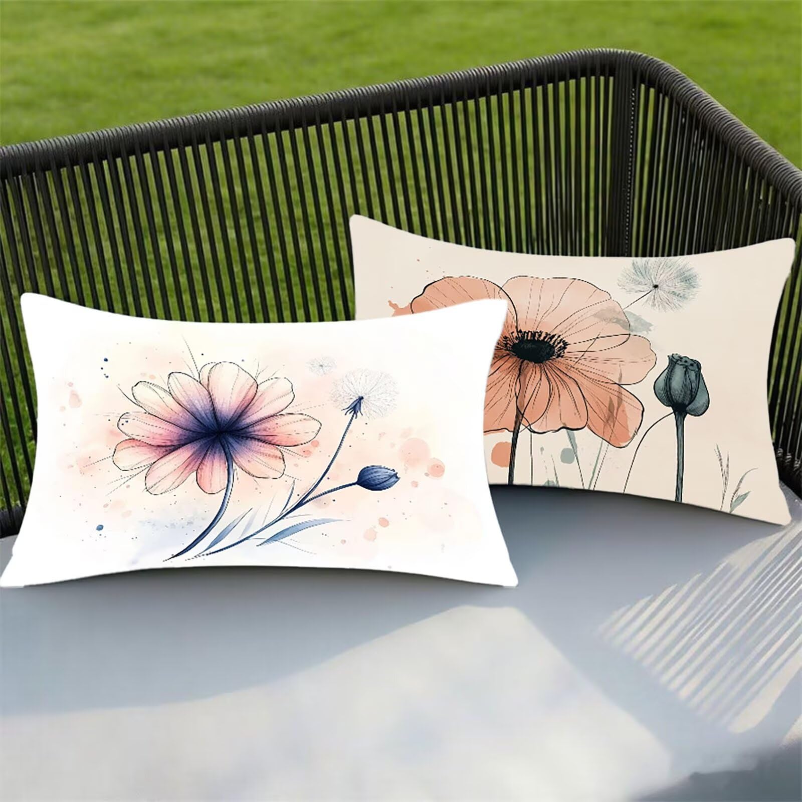 Federe Cuscino 60x80 Set di 2, Fiore Federe Cuscini Divano Velluto Morbido, Rettangolari Copricuscini 60x80cm Con Cerniera Invisibile, Copricuscino per Camera Casa Decorazioni, Nordico G-9184