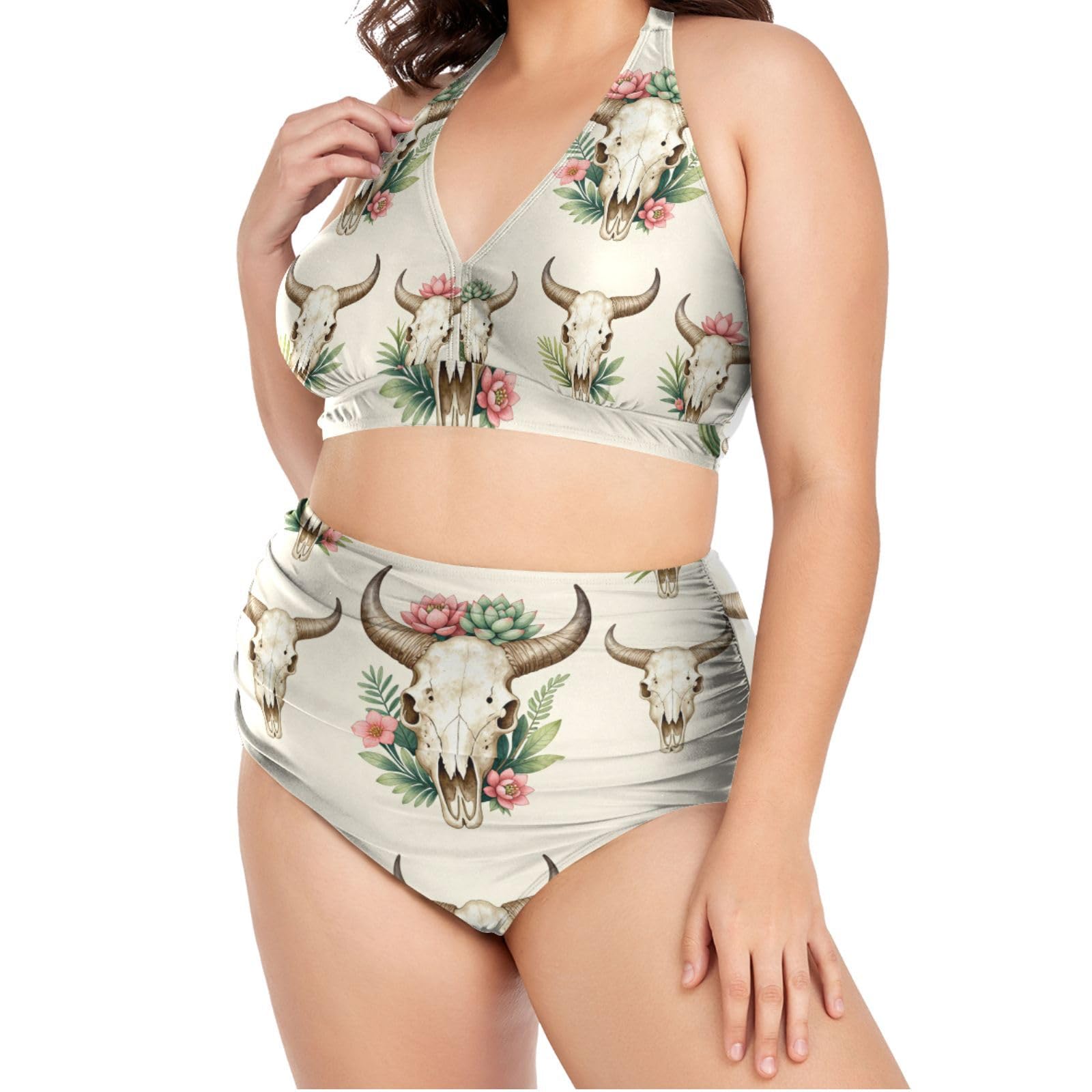 FRODOTGV Curvy damskie dwuczęściowe zestawy kąpielowe L-4XL