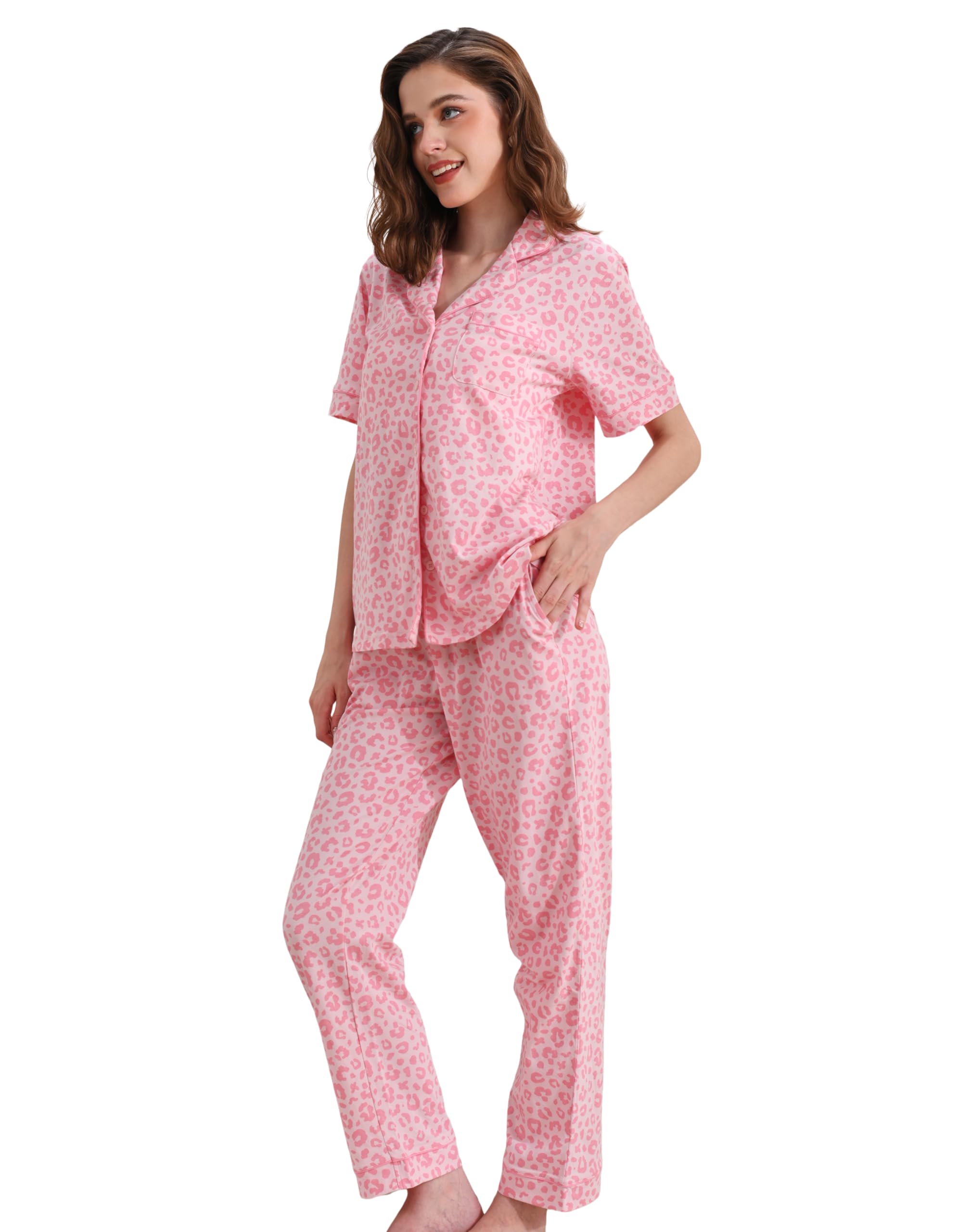 NAP BOUND 100% Cotton Women's Pajama Sets Short Sleeve Button Down Soft Pjs 2 Piece Lounge Set with Pocket Nightwear XS-XXL