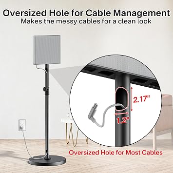Height Adjustable Speaker Stands Pair for Sony Bravia Theatre Quad HT-A9M2 Stands - Heavy-Duty Surround Speaker Stand for Sony HT-A9M2 Speaker Stand with Cable Management