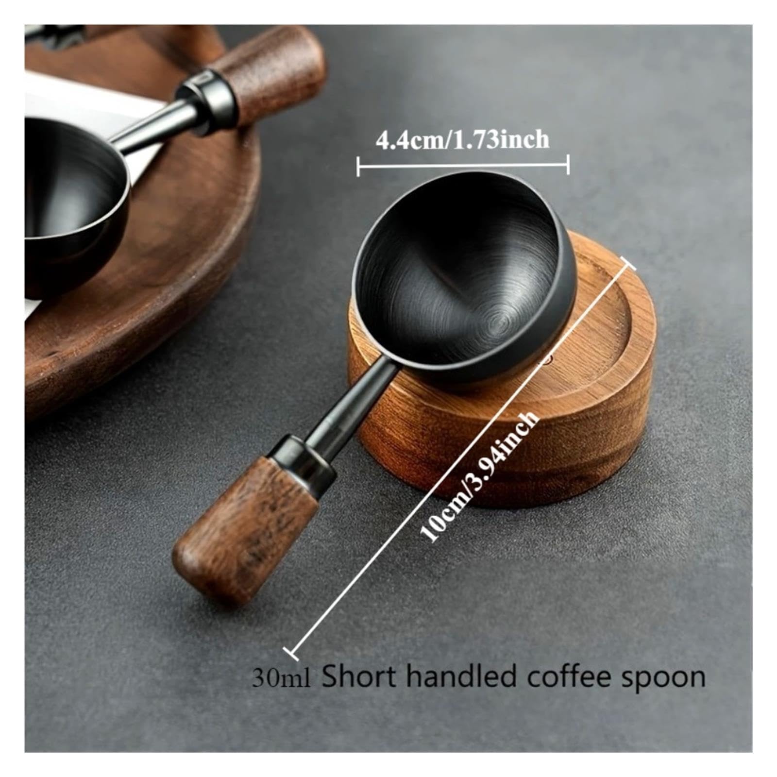 Cuchara de cafe 30ml, mango largo de nogal y acero inoxidable