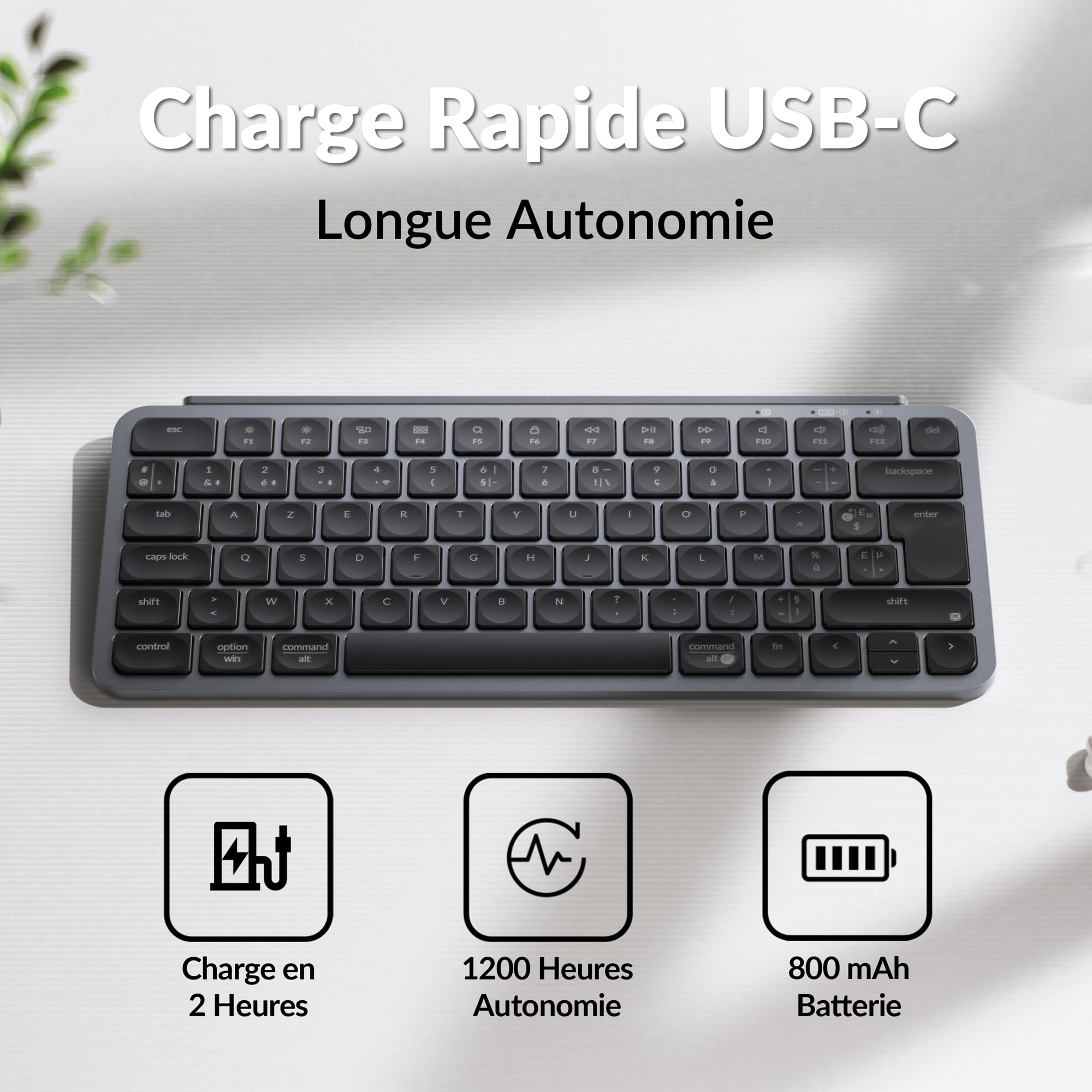 Keychron B1 Pro Clavier sans Fil, Clavier Français AZERTY Layout, 2.4 GHz/Bluetooth/Filaire, Custom Programmable, Extra-Fin, Compatible avec Mac et Windows - Gris Sidéral