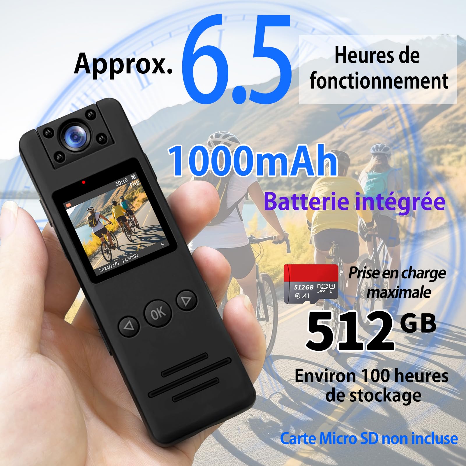 TANGMI Camera Pieton 1080P HD Rotatif 180°