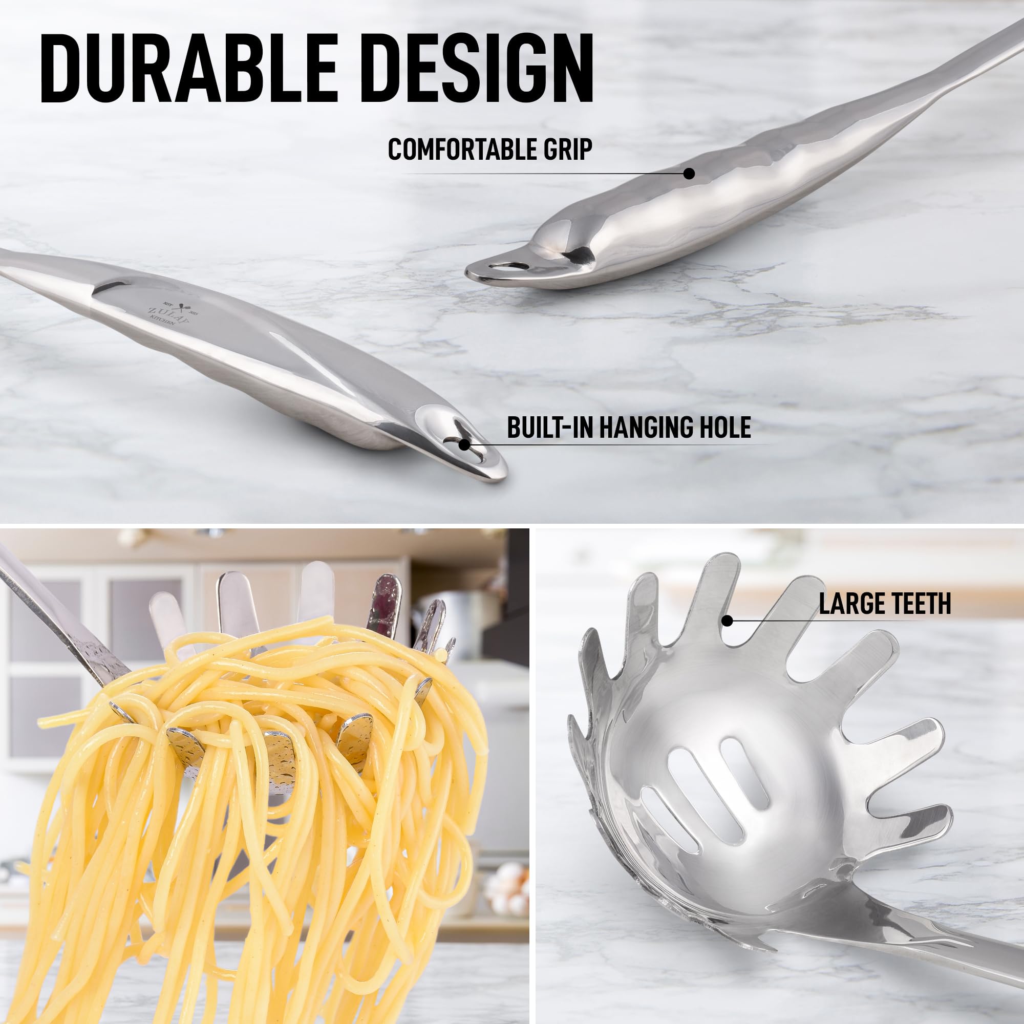 Houten pastavork, houten spaghettilepel met tanden Spaghettizeef Serverlepel Houten noedelvergietlepel voor koken in de keuken