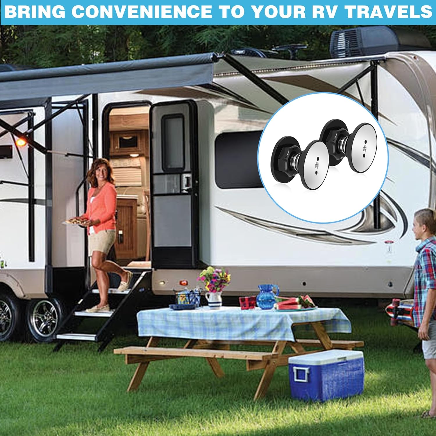 2Pcs RV Magnetic Door Catch, Door Holder RV Accessoris for Inside, Camper Door Holder Door Stopper with Adhesive and Screws, RV Door Latches for Outside Door RV Camper, RV Camper Accessories, Black